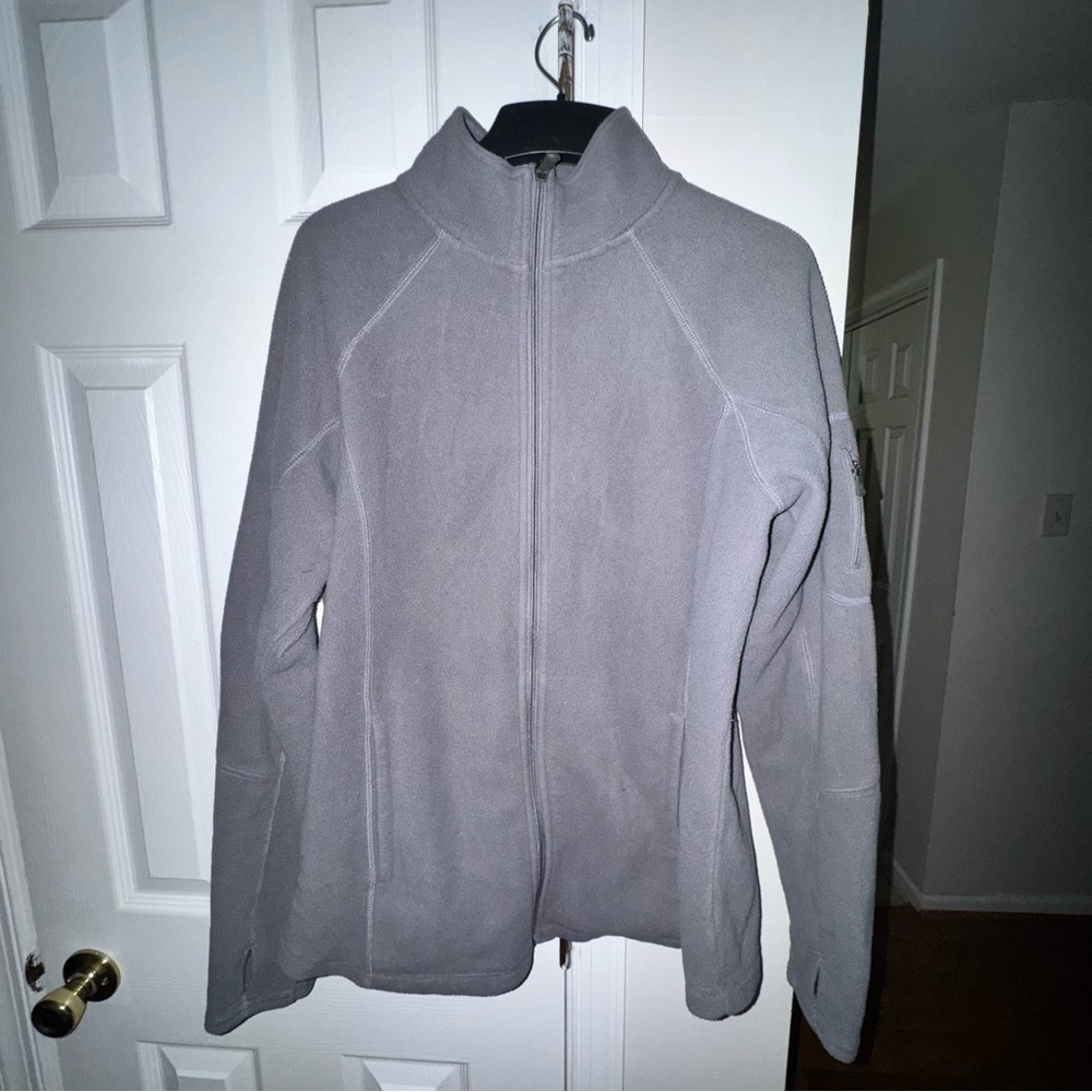 Tek Gear 1X Gray Full Zip Fleece Jacket w/ Neon Trim Women's Plus Size